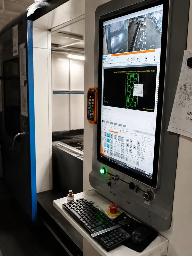 Painel de controle CNC utilizado no processo de dobra da Sorriso Corte a Laser
